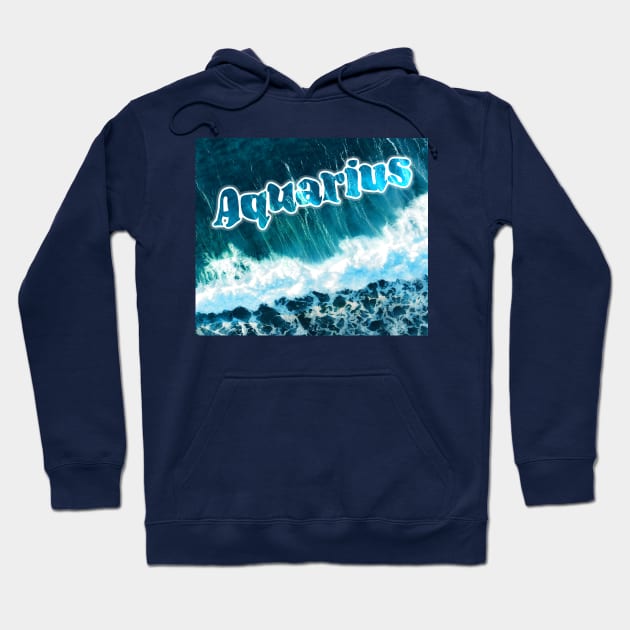 Aquarius | Blue Ocean Waves Hoodie by textpodlaw